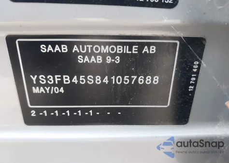 2004 Saab 9-3 Linear from USA, damaged, VIN YS3FB45S841057688